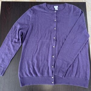 Pure Alfred Sung Cashmere Blend Purple Plum Cardigan Quiet Luxury 2XL Chic